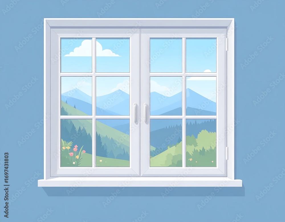 Obraz premium Window overlooking mountains