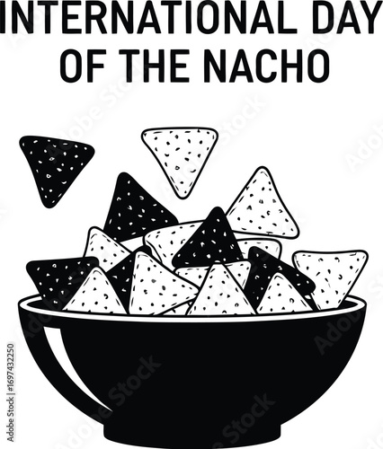 International day of the nacho with a bowl of nachos vector illustration