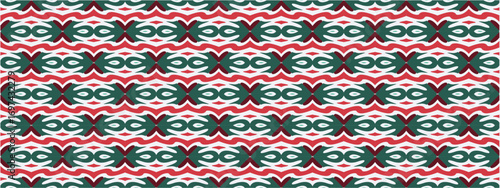 A repeating pattern of festive geometric shapes reminiscent of winter holidays and cozy knitwear designs.