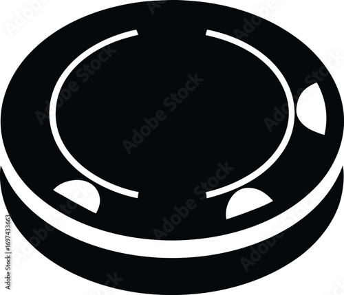 Black and white poker chip icon vector