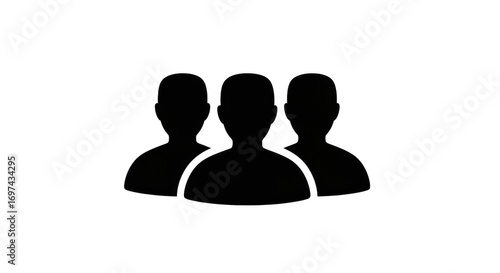 A black silhouette icon representing a group of three people standing together, isolated on a plain transparent background