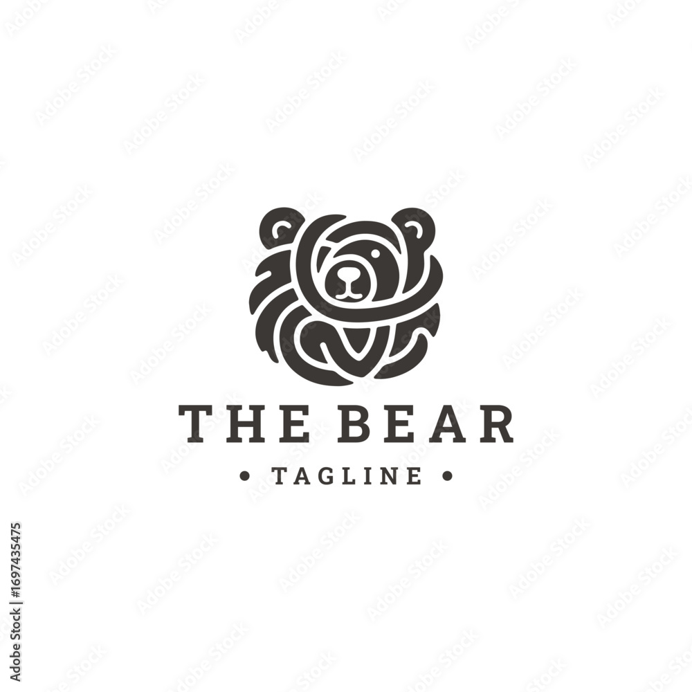 Obraz premium Bear logo vector hipster vintage template design