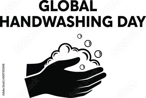 Global handwashing day concept with hand and soap bubbles