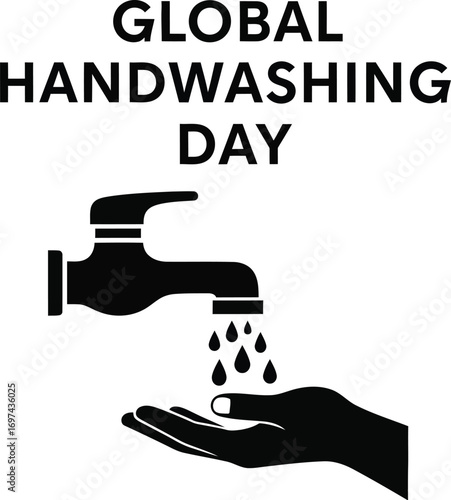 Global handwashing day concept with hand and water tap