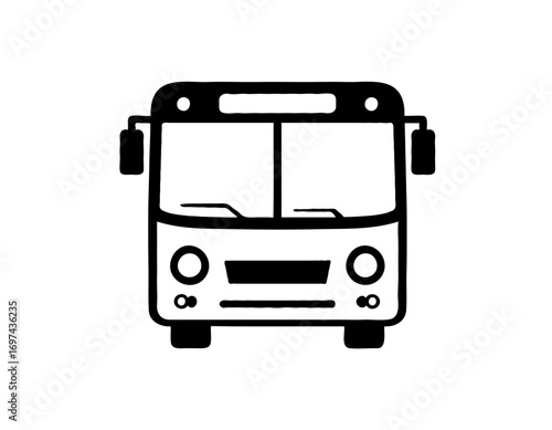 Bus Front View Simple Black and White Transportation Symbol Public Transit Concept high quality professional