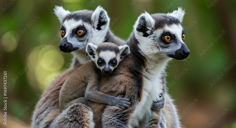 Fototapeta premium Lemur family portrait