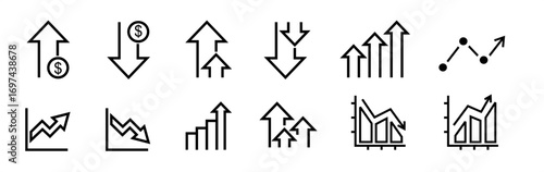 Increase and decrease icon symbol vector 