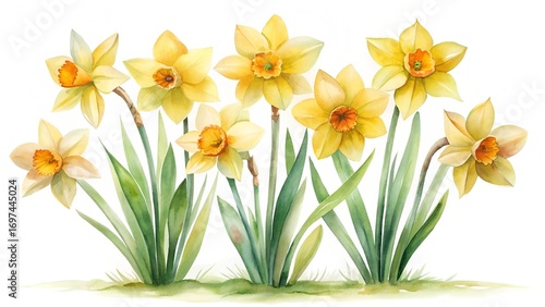 Wallpaper Mural Minimal Watercolor Daffodil Blooms In Spring Yellow Torontodigital.ca