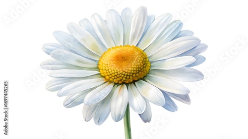 Simple Watercolor Daisy With White Petals And Yellow Center