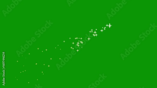 Glitter star sparkle animation, Stars trail on green screen and shiny glitter, Twinkling stars animation, Luxury magic festive effect with bokeh and glow, Dust trail 3d render in Ultra HD 4K