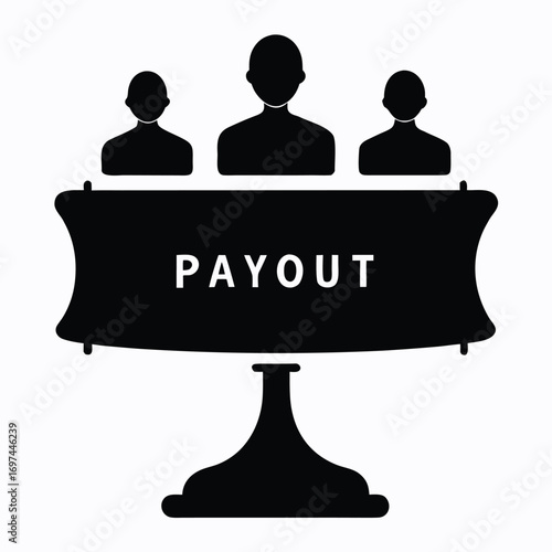 Vector illustration of people sitting at a payout podium