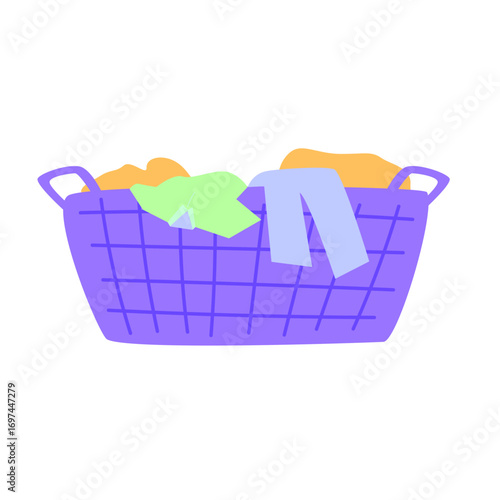 Laundry Basket with Clothes for Washing