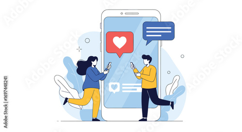 Young people actively engaging with social media platforms and digital communication using their smartphones