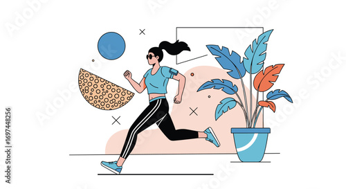 Energetic woman running outdoors enjoying healthy lifestyle and outdoor activities for fitness and wellness