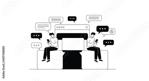 Online communication technology connecting people through digital messaging and social interaction platforms