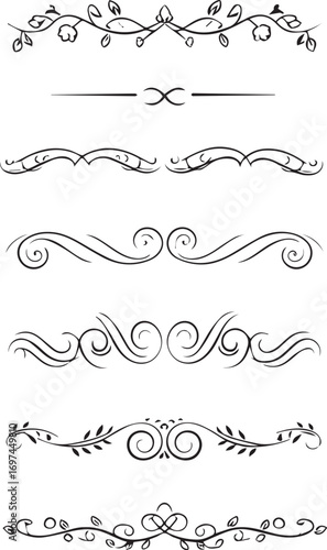 Elegant Vector Divider Set with Floral and Calligraphic Embellishments