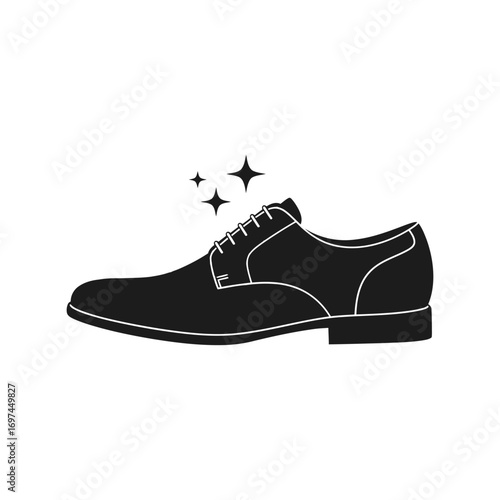 Classic black leather oxford shoe cleaned polished sparkle shiny formal footwear vector