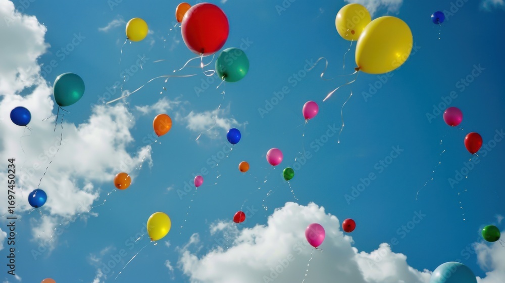 Fototapeta premium Pictures of balloons floating in the air