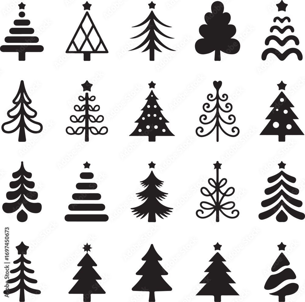Obraz premium Christmas tree icon collection vector illustration