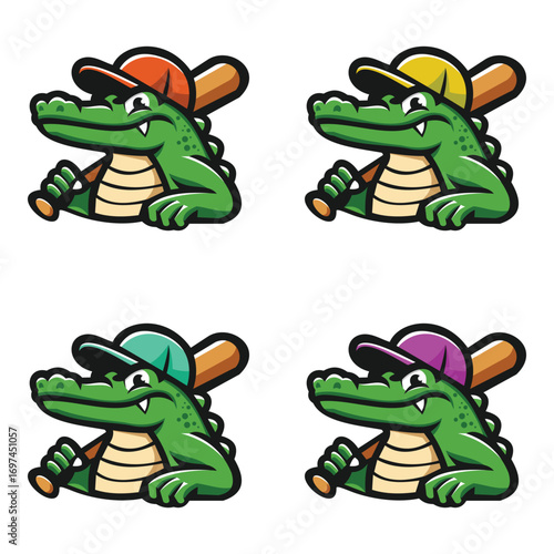 Baseball Crocodile Character Mascot Vector