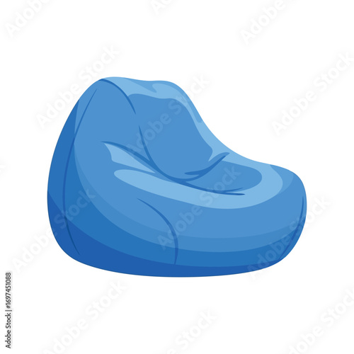 Vibrant blue bean bag chair for relaxed casual seating modern home furniture illustration vector