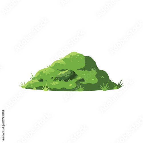 Green grassy hill mound with textured nature landscape element for outdoor scene design vector