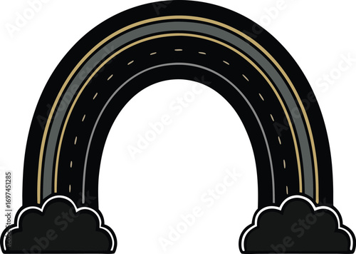 Vector illustration of a road rainbow