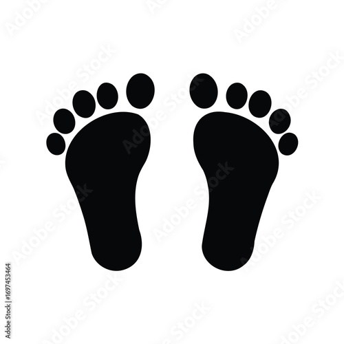 Black footprint silhouettes on a white background showing human anatomy symbols