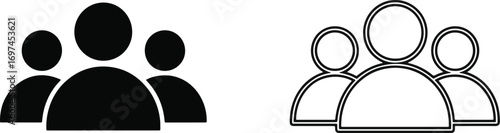 Flat People Icons Set – Team, Group, User Profile and Community Symbols