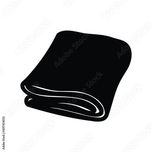 Folded black fabric or textile artwork, flat lay vector illustration