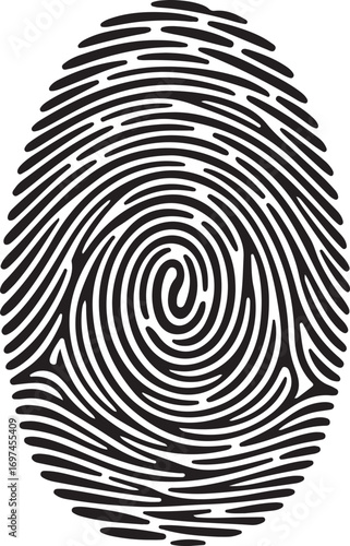 Fingerprint icon. Cyber security concept. Digital security authentication concept. Biometric authorization. Identification. Vector illustration black isolated fingerprint sign on white background