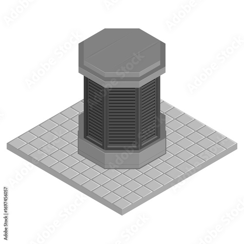 metro underground ventilation shaft isometric illustration