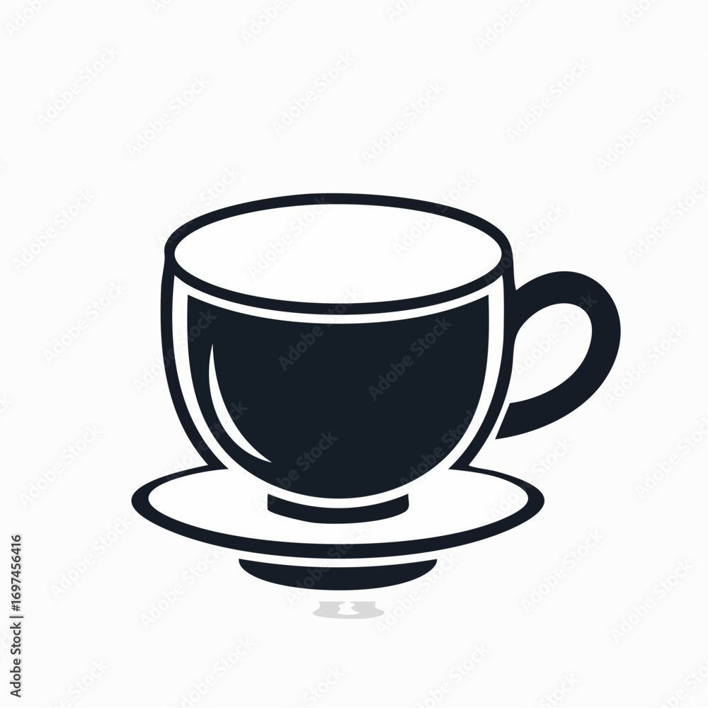 Obraz premium Black vector cup silhouette, minimal design