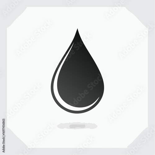 Black raindrop vector silhouette, clean design