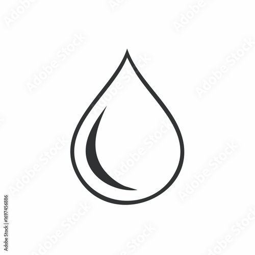 Black raindrop vector silhouette, clean design