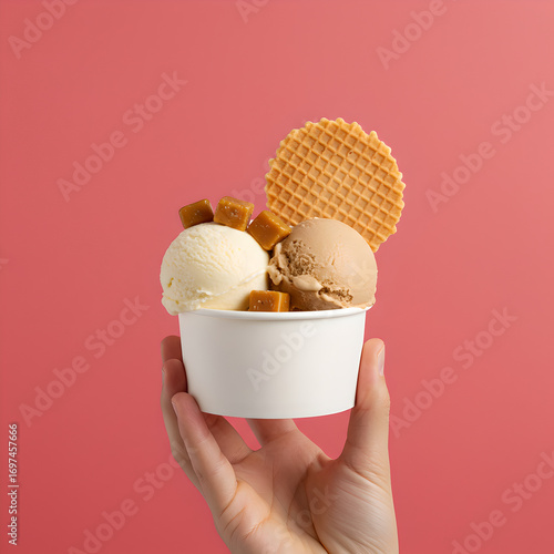 Wallpaper Mural Ice Cream Cup with Caramel Topping for Branding or Mockup Torontodigital.ca