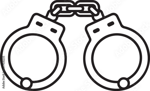 Handcuffs or hand restraints for criminals line art vector icon for law enforcement apps and websites