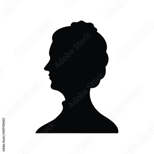 Silhouette of a distinguished woman with elaborate hair and elegant neck