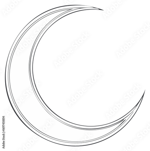 Elegant celestial crescent moon outline drawing spiritual symbol night sky element