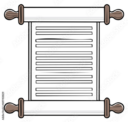 Ancient Scroll with Blank Text Lines for Announcements or Messages