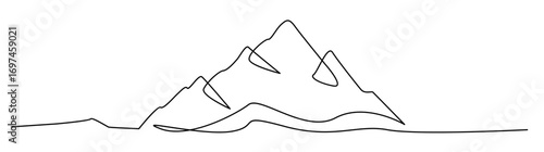 Mountain peak single line drawing concept