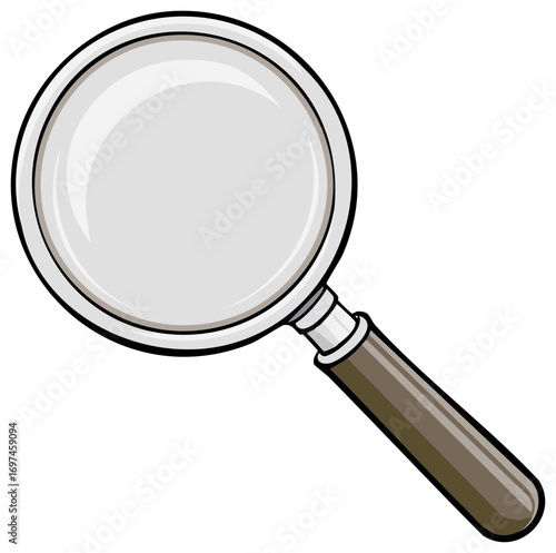 Cartoon illustration of a magnifying glass. Investigation, examination concept.