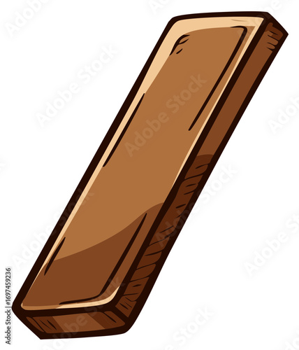 Stylized Piece of Chocolate Candy Bar Diagonal Perspective for Packaging Design