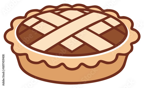 Delicious Cartoon Pie with Lattice Crust Bakery Sweet Dessert Food Icon