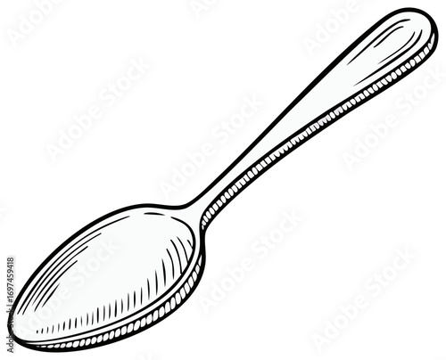 Hand drawn spoon vector illustration, monochrome sketch of kitchen utensil isolated