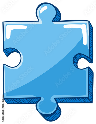 Stylized Single Blue Puzzle Piece Illustration Connecting Solution and Integration