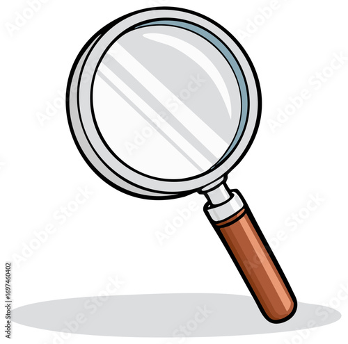 Cartoon magnifying glass illustration for search and discovery concepts