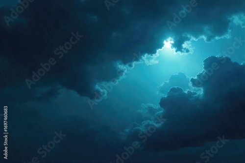A dramatic, dark sky filled with swirling clouds and ominous rain, perfect for illustrating a severe weather forecast , atmospheric, meteorology