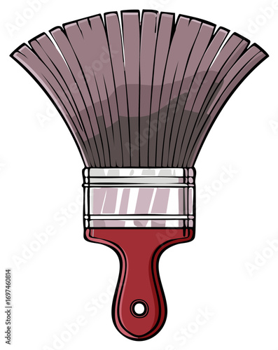 Fanned out paintbrush with red handle cartoon style vector illustration