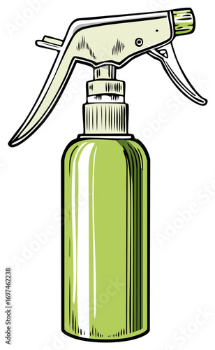 Green Spray Bottle Illustration Liquid Dispenser Atomizer Container Cleaning Product  Household Tool